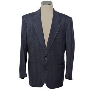VTG Yves Saint Laurent 46R Blazer Mens Gray Pinstripe YSL Wool Jacket Sport Coat